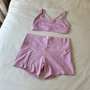 Athleta Lilac Shorts + Sports Bra Set